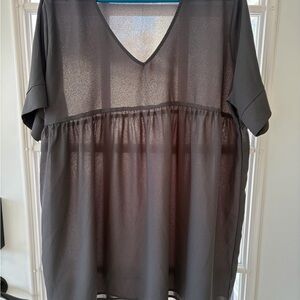 Zenana Outfitters Sheer Black Blouse